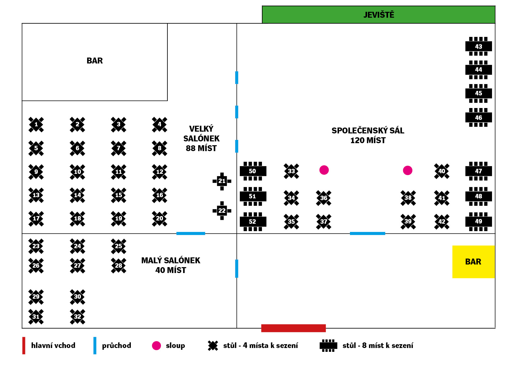 Náhled na rozložení místa akce